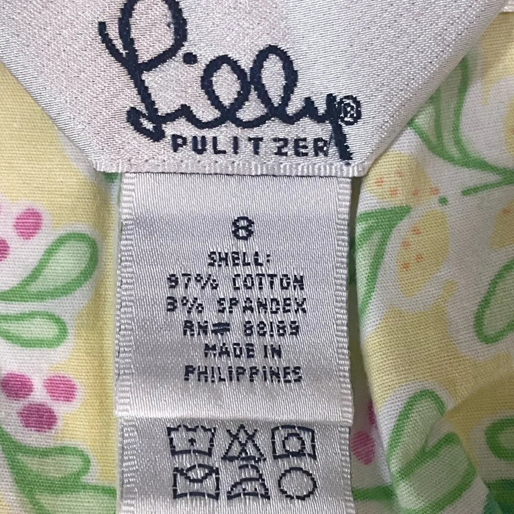 Vtg Lilly Pulitzer Bermuda Shorts Miranda‎ Monkey Lemon Sorbet Sz 8 White Label - Picture 4 of 7